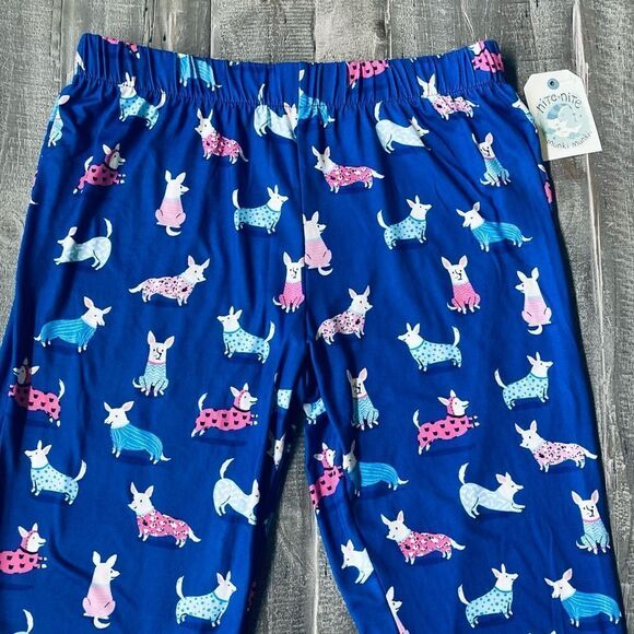 Blue Cute Dog Print Jogger PJ Pants M - Picture 2 of 4